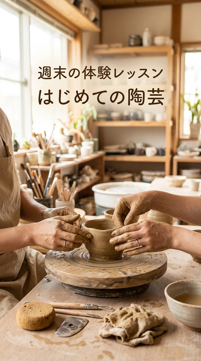 器づくりを紹介する陶芸体験の縦型告知画像の作例