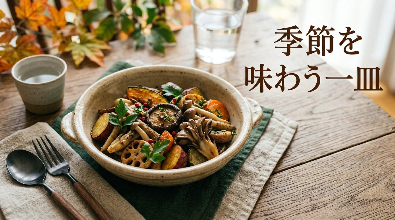 野菜料理を主役にした季節メニュー記事の見出し画像作例
