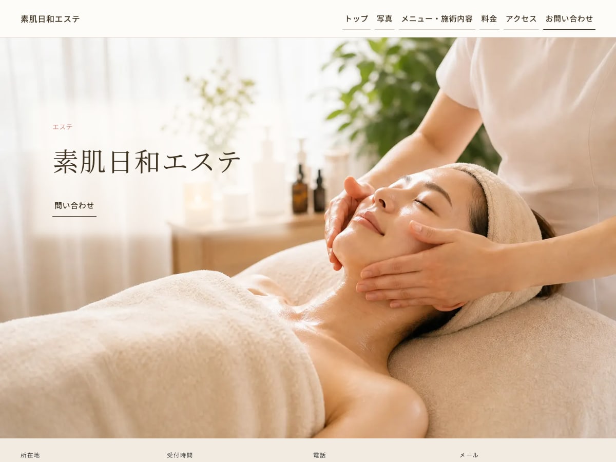 エステサロン向けサンプルサイトの画面