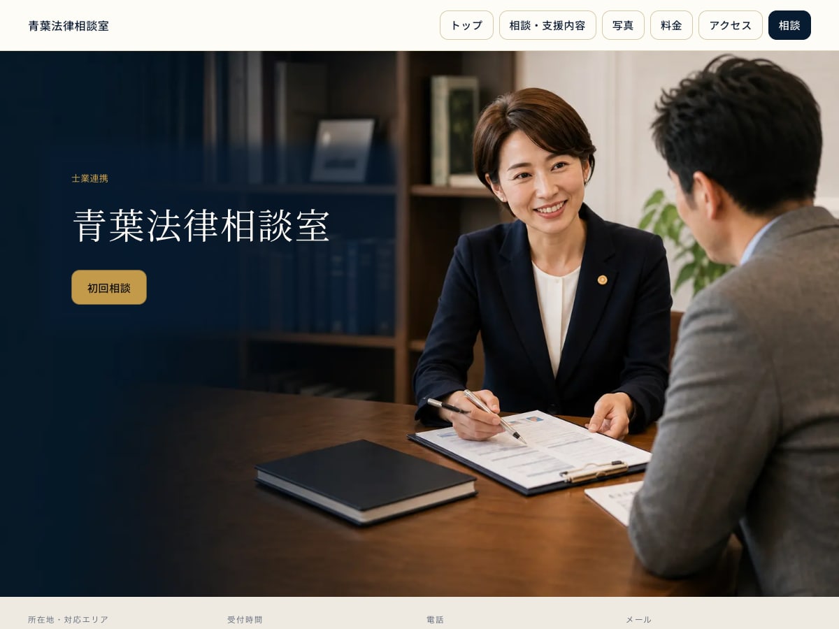 法律事務所向けサンプルサイトの画面