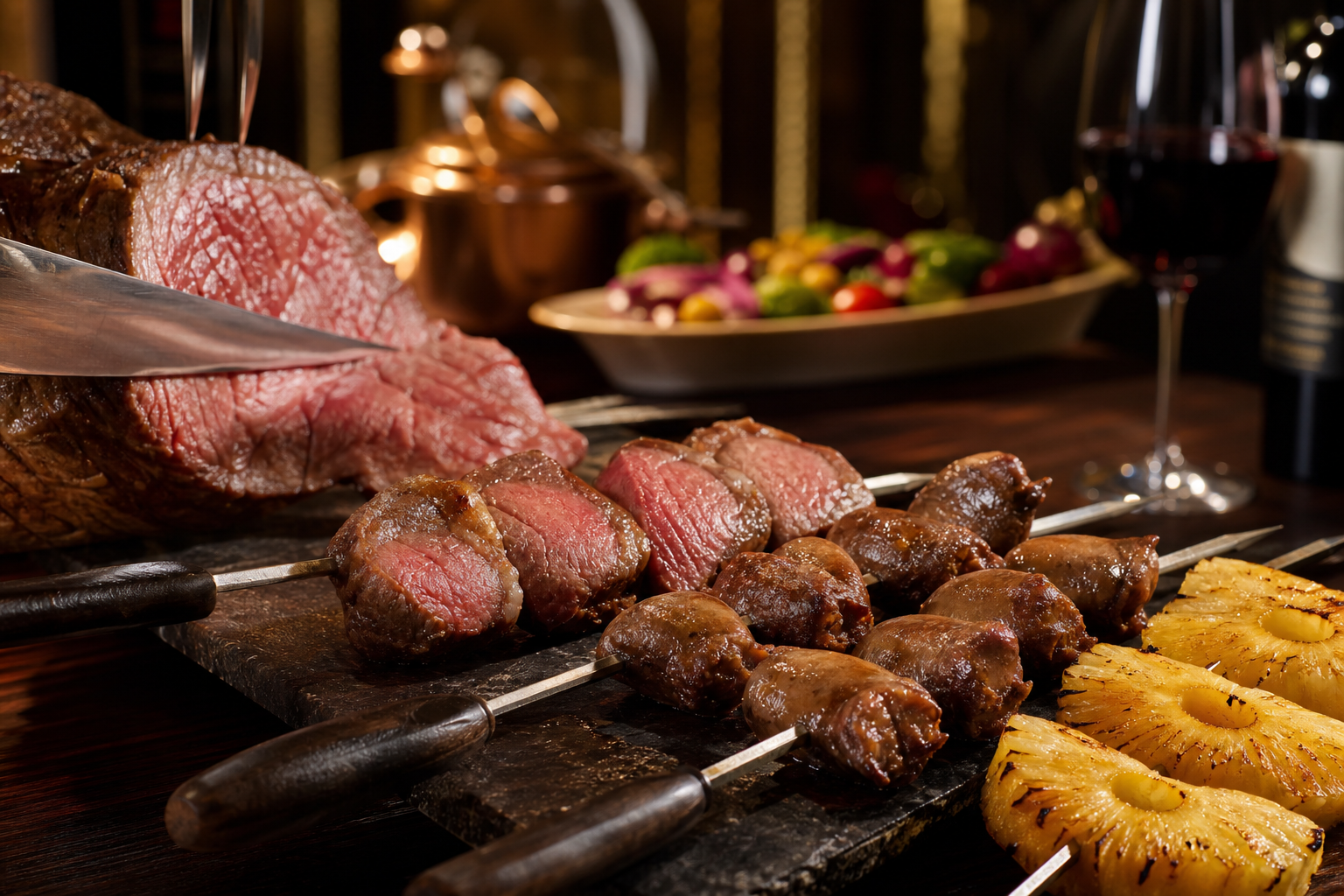 Latina巴西烤肉の肉料理と店内の雰囲気
